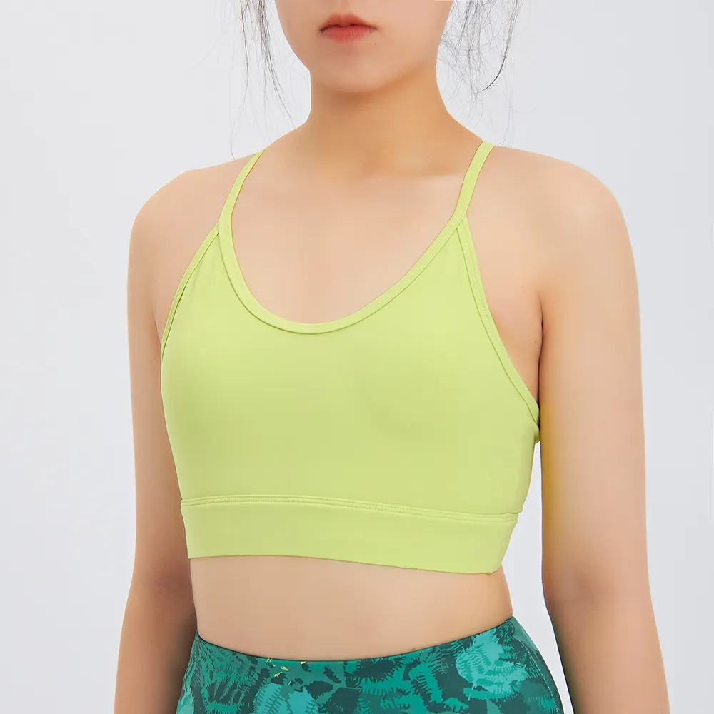 Private Label Breathable Quick Dry Classic Design Solid Color Sports Bra High Impact Fitness Wear Padded Crop Top