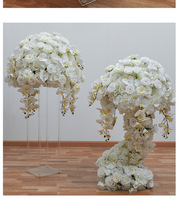 Boule de fleurs artificielles en soie Phalaenopsis style artisanal pour arrangement de table de mariage, décoration écologique pour la maison