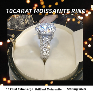 Anillo de Moissanita Tishya Diamond de 10 Quilates, Corte Brillante, Plata de Ley con Baño de Rodio, Engaste de Garras, Certificado GRA, Joyería Vintage para - Product Image 2