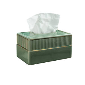 Boîtes à mouchoirs en céramique pour salle de bain, porte-serviettes de bureau en <span class=keywords><strong>porcelaine</strong></span> pour salon, porte-<span class=keywords><strong>papier</strong></span> hygiénique, cendrier avec couvercle, assiettes à fruits vertes - Product Image 1