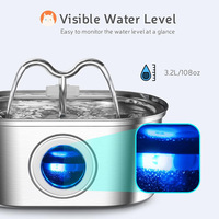 Boîte à eau en acier inoxydable, boîte de stockage d'eau pour le camping, filtration à circulation automatique, fontaine à eau ovale de 32 L pour chat et chien