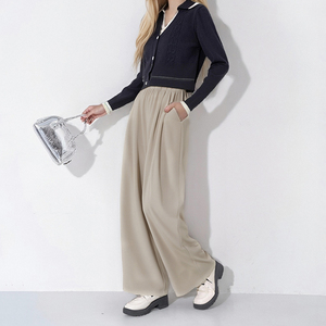 Haute élasticité jambe large pantalons longs décontracté mode polyester <span class=keywords><strong>pantalon</strong></span> droit dames pantalons pour femmes - Product Image 5