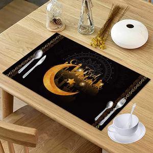 Eid Mubarak Moon Star rústico lavable mantel de mesa Ramadán Kareem mantel para muselina comedor boda - Product Image 3
