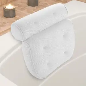 热卖新设计批发防滑3D网格水疗浴枕豪华浴缸枕
