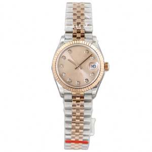 Montres mécaniques automatiques pour femmes de haute qualité en or rose et argent, avec affichage de la date et diamants, style designer - Product Image 1