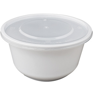 Disposable <b>White</b> Round Bowl 1000ml With Lid Food Grade PP Microwave Safe Takeout Soup Dessert Bowl - Product Image 3