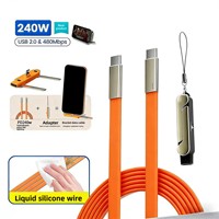 Cable de Datos Multifunción Tipo C de 240W con Soporte para Teléfono, Carga Rápida y Transferencia de Datos, Compatible con Teléfonos, Laptops y Android