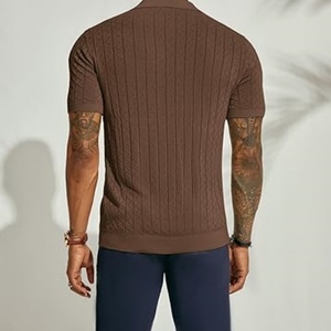 Mens Knitted Breathable Sporty Print for Shirts Short Sleeve Textured Viscose/Polyester Golf - Product Image 4