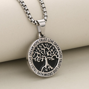 Ciondolo Vintage in Acciaio Inossidabile Placcato Oro con Catena a Scatola, Motivo Albero della Vita, Amore, Fiducia, Desiderio e <span class=keywords><strong>Pace</strong></span> - Product Image 2