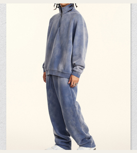<strong>2</strong> Piece Jogging Suit Long Sleeve Fleece Tracksuits Men Half <strong>Zip</strong> <strong>Sweatshirt</strong> and Sweatpants Set - Product Image 4