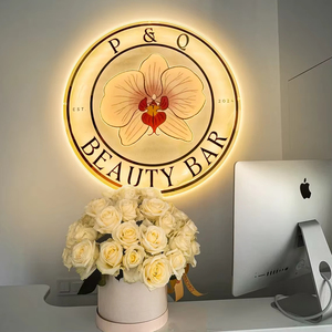Drop Ship Custom Business Logo Acrílico <span class=keywords><strong>LED</strong></span> Neon Signs Backlit Sign Acrílico Metal Sinais para Salão de Beleza Nail Hair Studio - Product Image 1