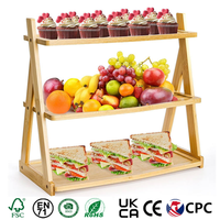 Noordse boerderijstijl taartplateau's, fruit- en cupcakepresentatie, bamboe 3-laags dienblad voor verjaardag, bruiloft, feest