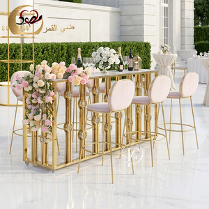 Stainless Steel Luxury Modern Commercial Bar Height Counter <b>Table</b> Home Bar Hotel Wedding Use Gold Finish <b>Mirror</b> Glass - Product Image 1