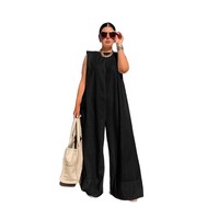 Combinaison ample sans manches en polyester, style européen et américain, couleur unie, coupe décontractée, best-seller du printemps