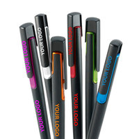 Stylo publicitaire en plastique personnalisé à prix abordable, best-seller – Stylo bille noir métallisé avec impression de logo personnalisé