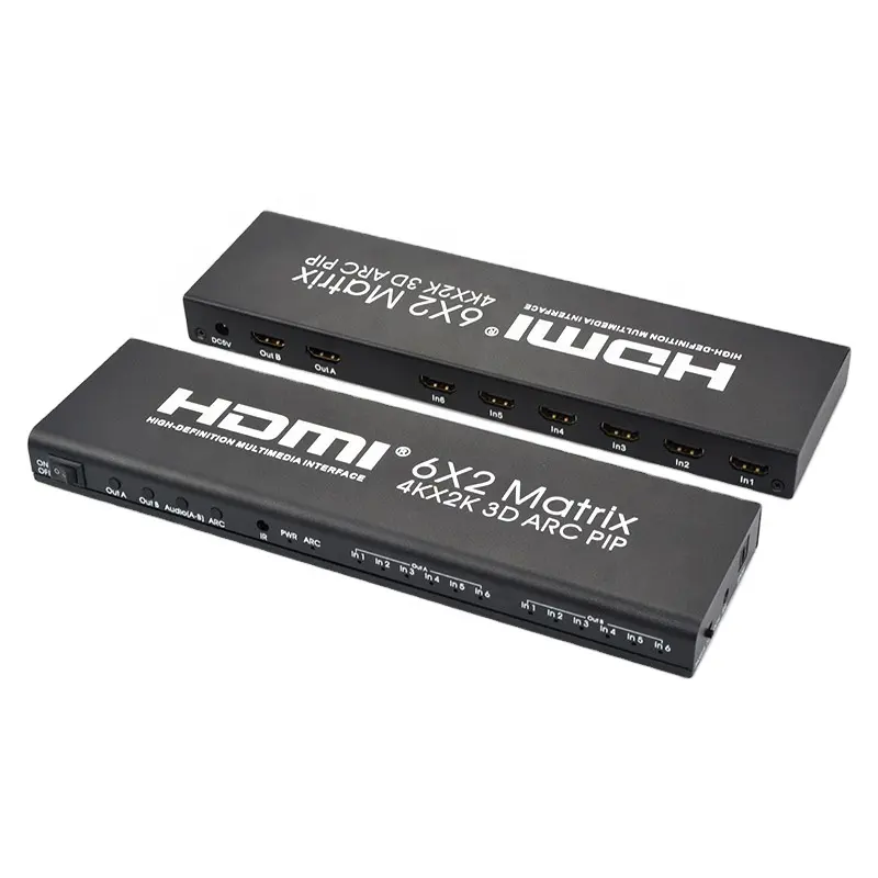 6X2 HDMI Saklar Matriks Ping In 2 Out 4K 60Hz HDMI Pengalih Matriks 6X2 Audio ARC