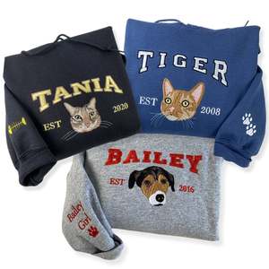 <span class=keywords><strong>Felpa</strong></span> con cappuccio con ricamo per animali domestici personalizzata con foto ritratto del tuo animale domestico regalo unico per gli amanti degli animali domestici - Product Image 3