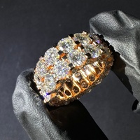 Doppelreihiger 50-Punkt-Eternity-Moissanit-Ring für Damen, Verlobungsring aus 925 Silber mit Brillantschliff und Krappenfassung, Luxuriöser Ehering