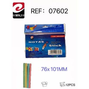 Mnj Notas Blocs-notes autocollants 76x101mm, amovibles, 100 feuilles, colorés, papeterie de bureau - Product Image 3