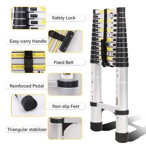 Échelle télescopique en aluminium extensible de 150 pouces avec stabilisateur triangulaire pour travaux ménagers et travaux extérieurs - Product Image 3