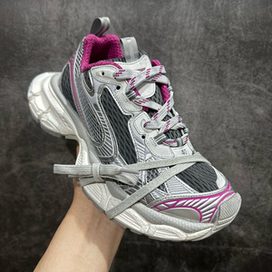 Zapatillas Chunky con Detalles Rosados, Parte Superior de Malla Transpirable, con Cordones, Suela Gruesa Acolchada, Antideslizantes, Estilo Casual Urbano, Balenciagaes - Product Image 1