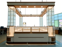 Vitrine de présentation de bijoux personnalisée moderne en acier inoxydable, bois et verre, éclairée par LED, robuste et étanche