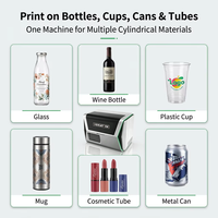Imprimante UV cylindrique 360° pour emballages cosmétiques, bouteilles en verre, gobelets en plastique, canettes métalliques, 2400 DPI, machine d'impression personnalisée OEM