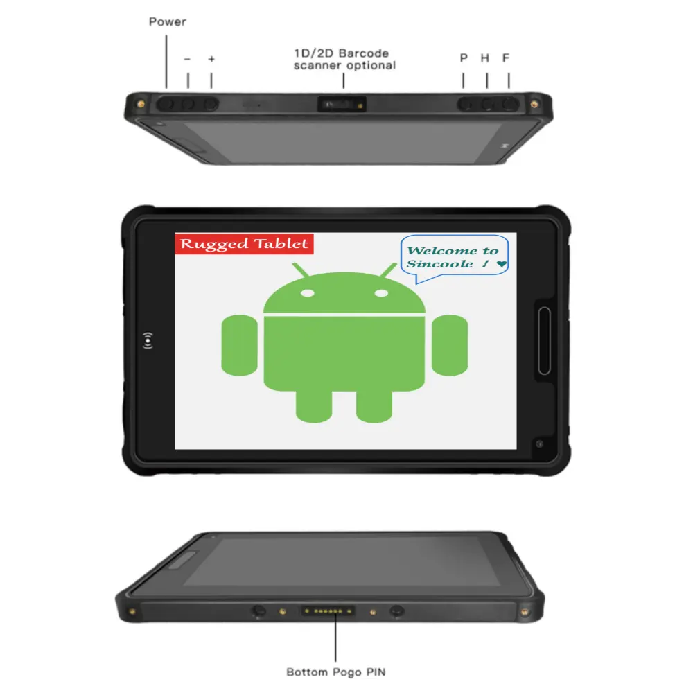 Tablet PC kasar Android 13, layar sentuh MTK 2.2GHz opsional 8 inci Octa Core UHF garansi 8GB 12GB