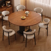 Französischer Vintage-Stil Runder Massivholz-Esstisch mit Drehplatte und Halbset Stühle, Geeignet für Restaurants und Hotels