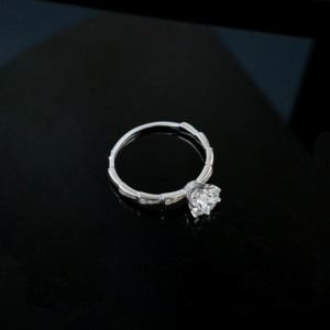 Bague en argent S925 avec diamant cultivé à taille ronde, bijoux élégants pour femmes C - Product Image 2