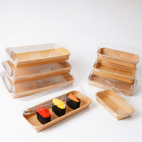 Boîte à sushi rectangulaire jetable en papier de qualité alimentaire, grande capacité, avec couvercle anti-buée, compatible micro-ondes, pour frites