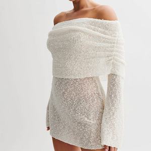 เดรสไหมพรมแขนยาวแบบลำลองสีตามสั่ง ทรงเข้ารูปเอวสูง กระโปรงสั้นเซ็กซี่ เหมาะสำหรับใส่ในชีวิตประจำวัน - Product Image 1