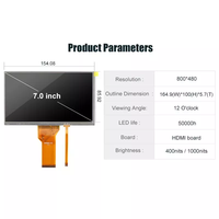 Modul LCD TFT 7 inci Konektor 50-pin Resolusi 800x480 Permukaan Anti-Silau Lampu Latar WLED Papan Konversi Layar Kompatibel