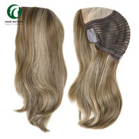 Perruque complète et postiche de luxe JW23 de 12,5 pouces en cheveux humains Remy chinois, avec dessus en soie, nœuds naturels et ligne de cheveux naturelle, pour femmes, usage quotidien