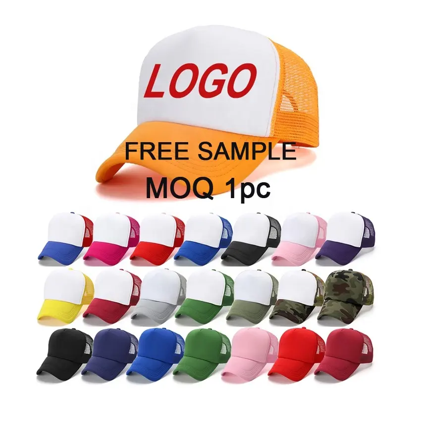 Hoge Kwaliteit Groothandel Blank 5 Panel Foam Gedrukt Mannen Vrouwen Sport Mesh Borduren Custom Logo Trucker Hoed