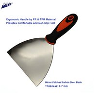 Couteau à enduit industriel robuste de 5 pouces pour bricolage, lame en acier à haute teneur en carbone, poignée ergonomique plate en plastique bicolore pour murs