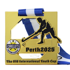 Medallas de Metal Personalizadas, Chapadas en Oro, Cuadradas, Huecas, con Corte 3D, Medalla de Aleación de Zinc con Logotipo Metálico Esmaltado, Medallas Deportivas de Hockey con Cinta - Product Image 3