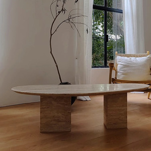 Hzx <span class=keywords><strong>2025</strong></span> thiết kế mới travertine đá tự nhiên slab cho hiện đại Vòng đá cẩm thạch đồ nội thất phòng khách - Product Image 4