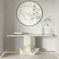 Console d'entrée minimaliste italienne en marbre naturel de luxe, table de designer pour villa, bureau d'entrée en marbre pour couloir