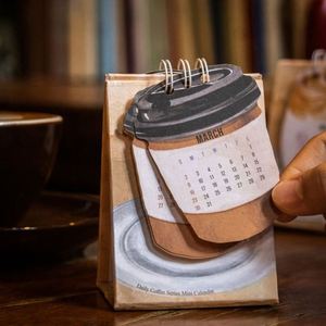 Coffee-Themed 2026 Planner with <b>Mini</b> Calendar and Memo Section for Office <b>Desk</b> - Product Image 3