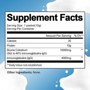 Beworths 50g <span class=keywords><strong>IgG</strong></span> 40% poudre de colostrum bovin pur hautement concentrée pour la santé intestinale et musculaire - Product Image 2