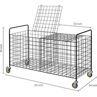Chariot de rangement pour ballons de sport et équipements de gym JH-Mech, noir, facile à installer, à 2 compartiments, en métal, avec roulettes, support de rangement pour ballons