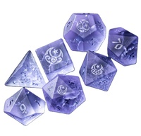 Jeu de dés polyédriques en verre fissuré mat Dés RPG en verre dépoli Dés personnalisés D & D pour donjons et dragons Bleu