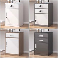Armoire basse en acier avec 2 tiroirs et 1 porte pour bureau, chambre, école, compartiments de rangement verrouillables et ignifuges pour documents et dossiers