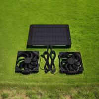 Kit de ventilateurs solaires à double évacuation avec panneau solaire 12W pour la ventilation des poulaillers, des abris et des chambres pour animaux – Recharge USB, autonomie de 10 à 12 heures