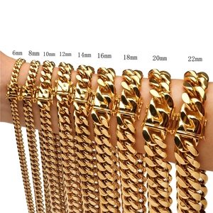 Collana da Uomo di Lusso Hip Hop Placcata Oro 18K, Catena Cubana Miami in Acciaio Inossidabile, Gioielli Placcati Oro Vero - Product Image 6
