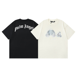 <span class=keywords><strong>Camiseta</strong></span> Unisex de Algodón Puro con Estampado de Oso Despedecido de <span class=keywords><strong>Palm</strong></span> Angel, Manga Corta Holgada, Primavera/Verano, para Parejas, Venta al por Mayor Transfronteriza - Product Image 3