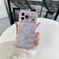 Coque de téléphone antichoc magnétique scintillante en époxy transparent avec support d'appareil photo pour iPhone 18 Pro Max – Meilleure vente