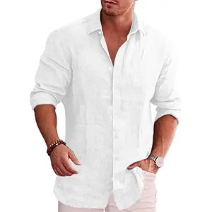 <span class=keywords><strong>Camicia</strong></span> da uomo autunnale a maniche lunghe in <span class=keywords><strong>lino</strong></span> <span class=keywords><strong>casual</strong></span>, tinta unita, monopetto, con cappuccio, taglie forti fino alla 6XL, bestseller - Product Image 3