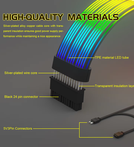 Cable de extensión de tira de luz LED <span class=keywords><strong>RGB</strong></span> de <span class=keywords><strong>24</strong></span> pines ATX TPE Cable de extensión <span class=keywords><strong>RGB</strong></span> de sincronización de luz LED PSU 5V3Pin ARGB PRO para carcasa de ordenador - Product Image 3